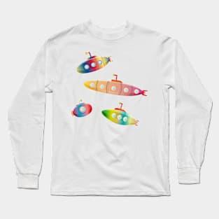 four enchanting colorful submarines with portholes Long Sleeve T-Shirt